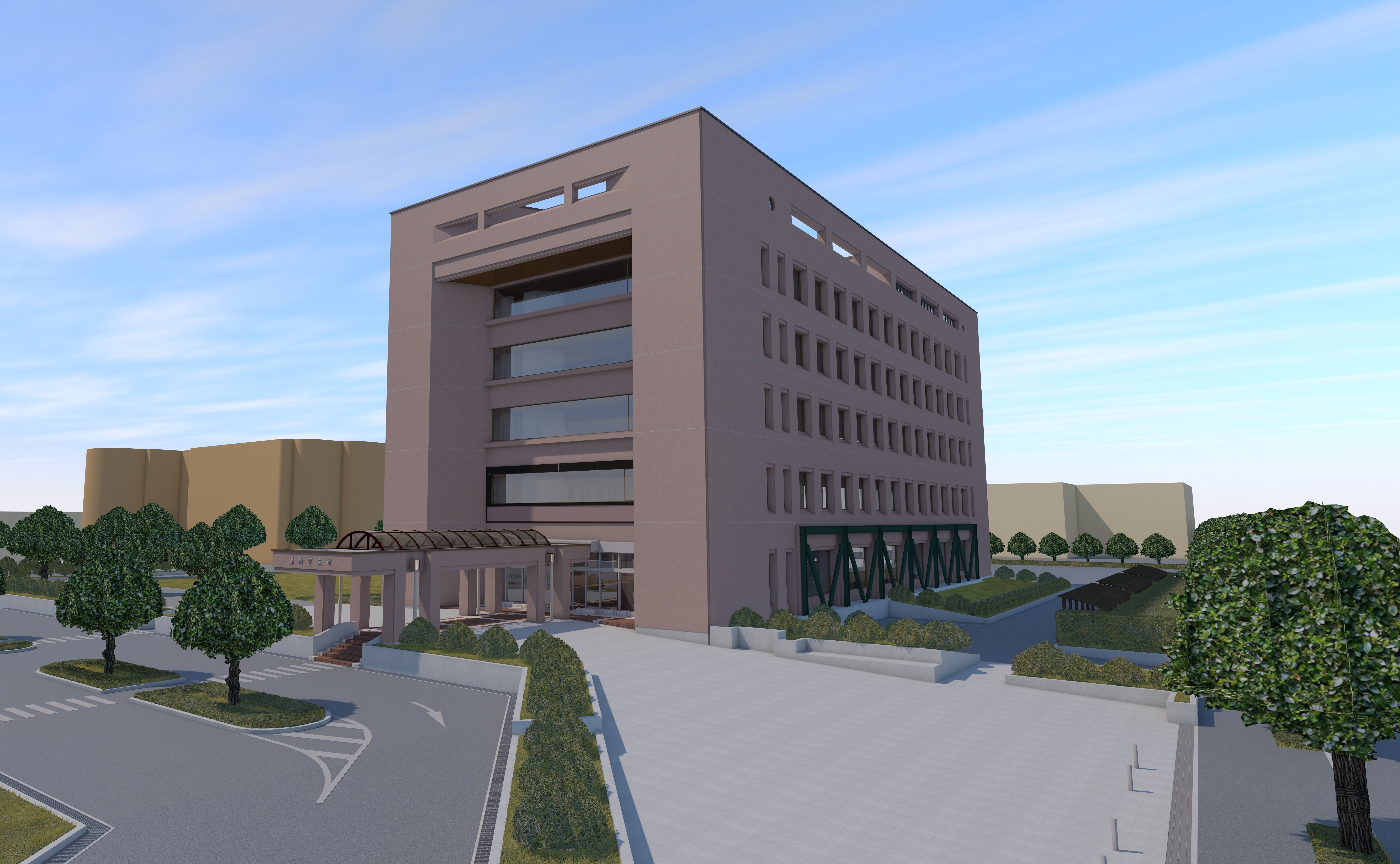 外壁等改修工事後の市役所庁舎のイメージ図