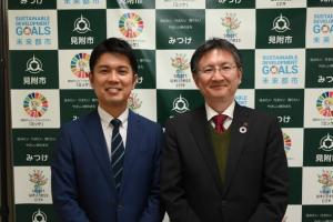 話し方スキル講座の講師坂部アナウンサーと稲田市長