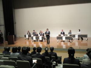 面識会で話す市長