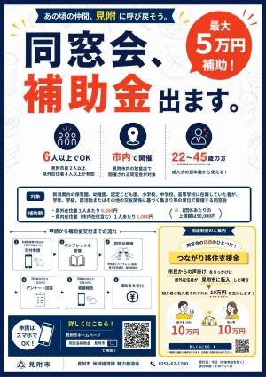 チラシ(つながり見附同窓会開催補助金)