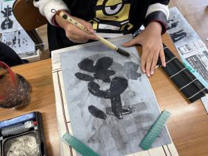 書き初め練習の様子